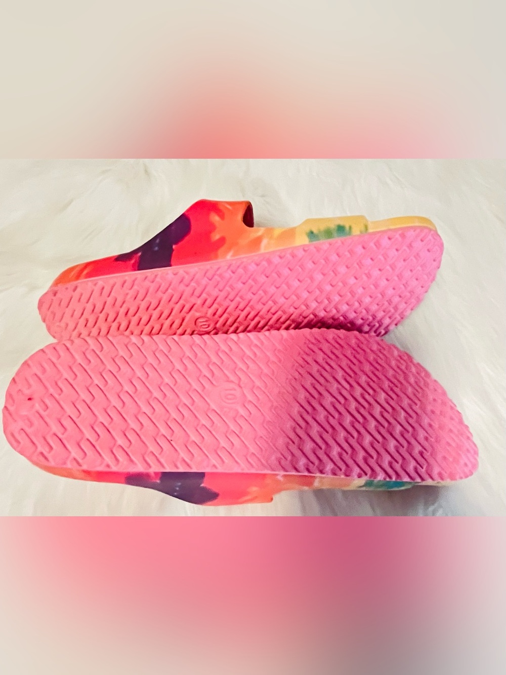 Ocean Coast Women’s Pink Tie-Dye Double Buckle Slide Sandals, Slip-On Size 10 - Picture 5 of 7